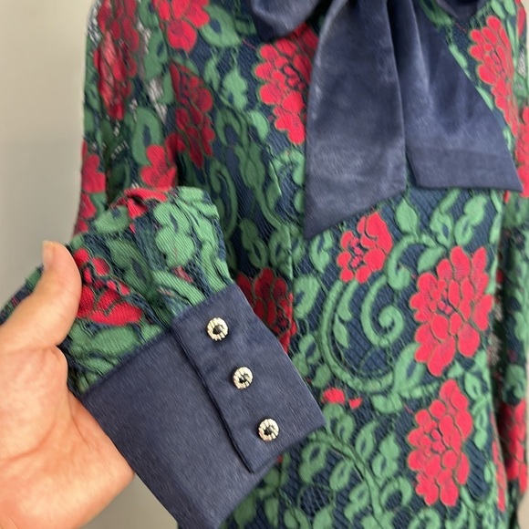 NWT The Moon Collection Green Lace Floral Neck Bow Dress Sz M - Picture 7 of 12